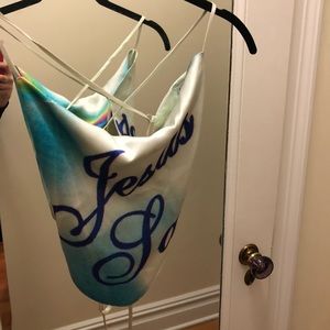 Halter “Jesus Saves” tank top from Shopsuperstreet